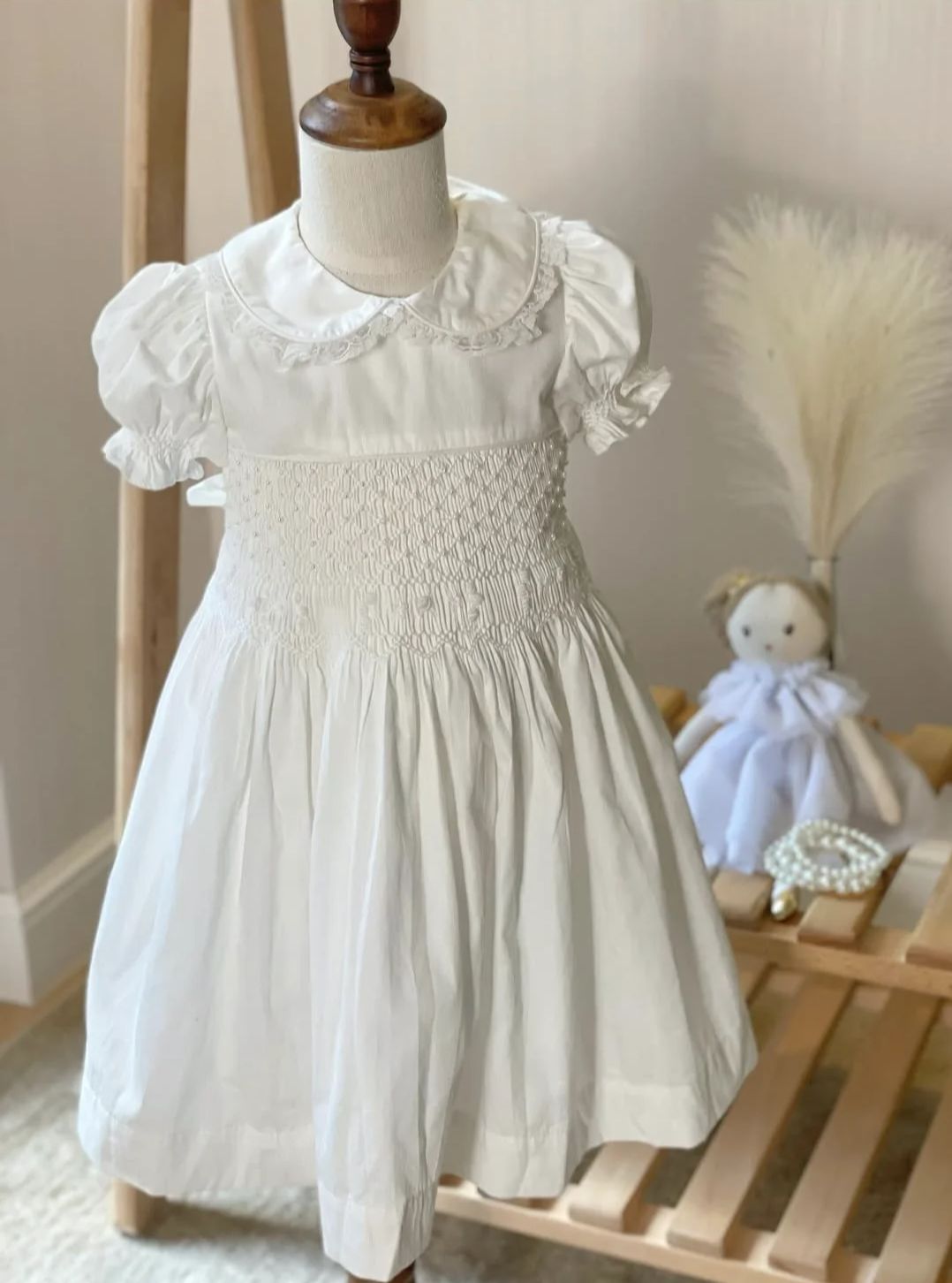 Photography Vintage Style - 0-12Y Baby Girl Summer White Smocked