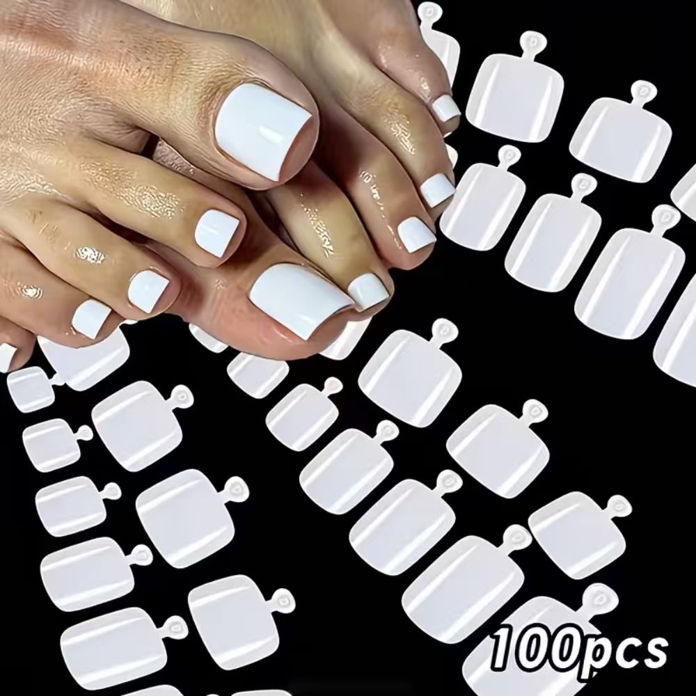 Photography Tips - 100pcs/Box French Tip Press-On Toenails White