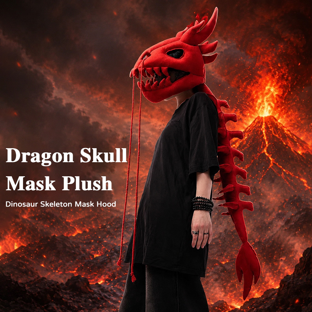 Photography Design - Dragon Skull Spine Plush Hood Long
