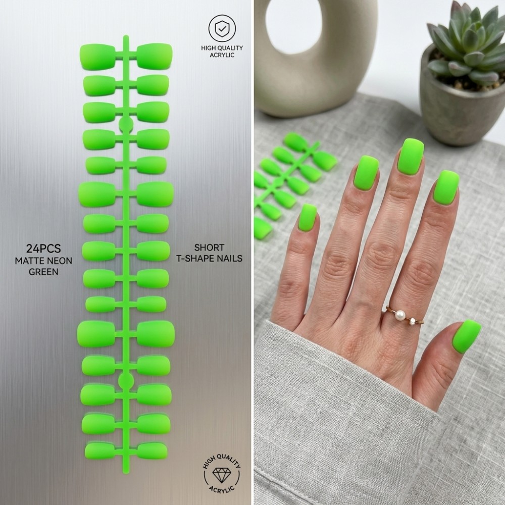 24PCS Matte Neon Green Short T - Photography Tips recension och pris