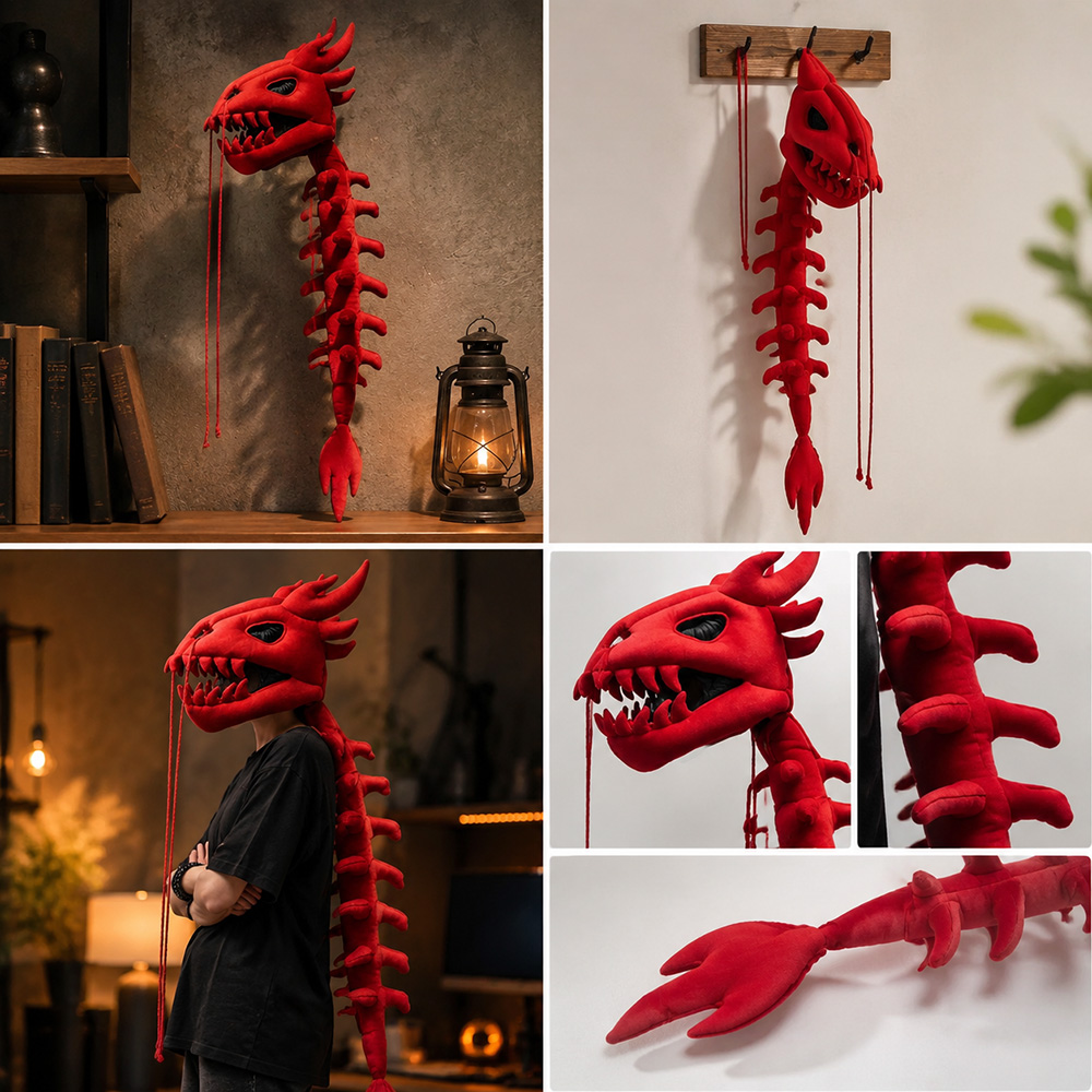 Dragon Skull Spine Plush Hood  - Photography Design recension och pris
