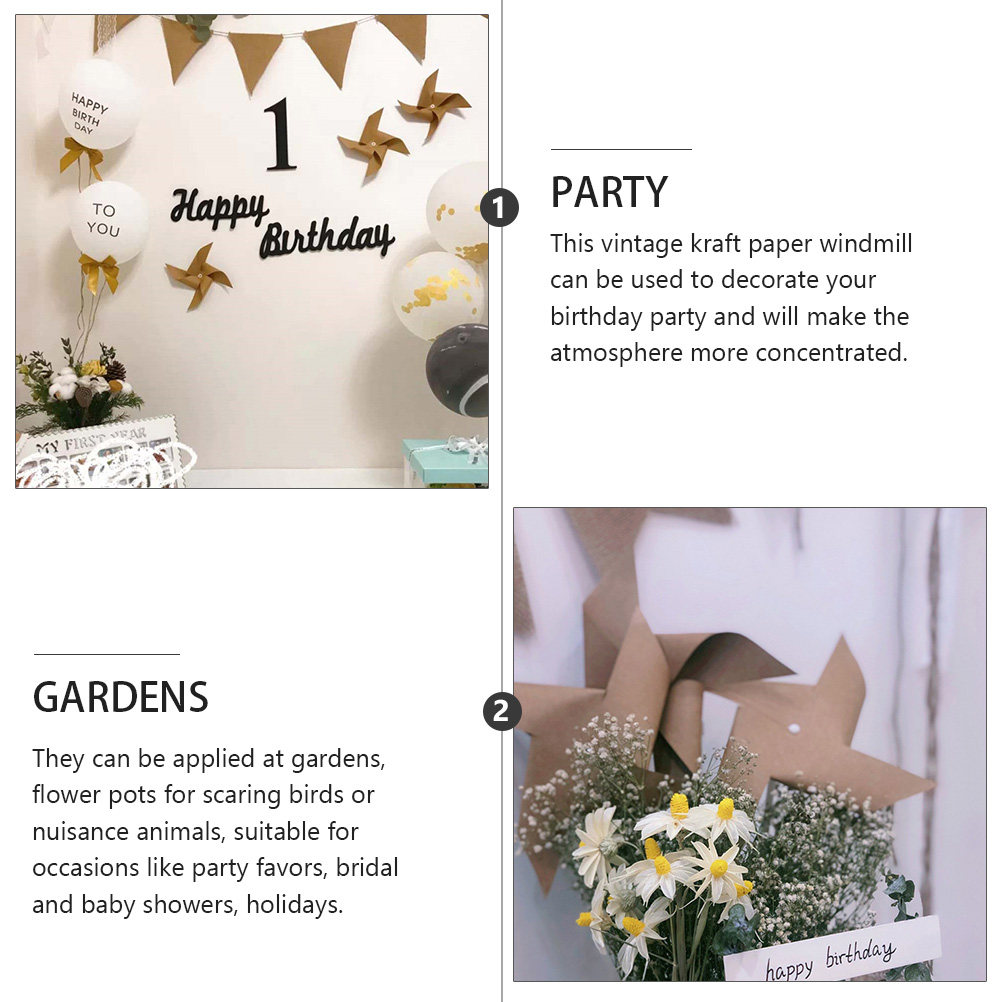 3Pcs Vintage Kraft Paper Windm - Photography Vintage Style recension och pris